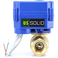 U.S. Solid 1&quot- Válvula Motorizada 9-24V AC-DC Latón 2 Vias Válvula de bola electrica- 2 Cables- Regreso Automatico